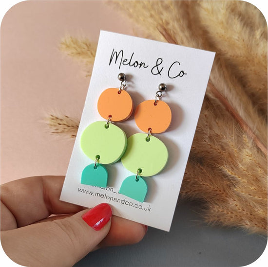 Acrylic Boho Drop Earrings - Funky Pastels