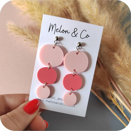 Acrylic Boho Drop Earrings - Shades of Pink