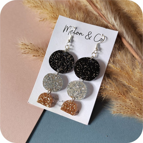 Acrylic Boho Drop Earrings - Sparkle