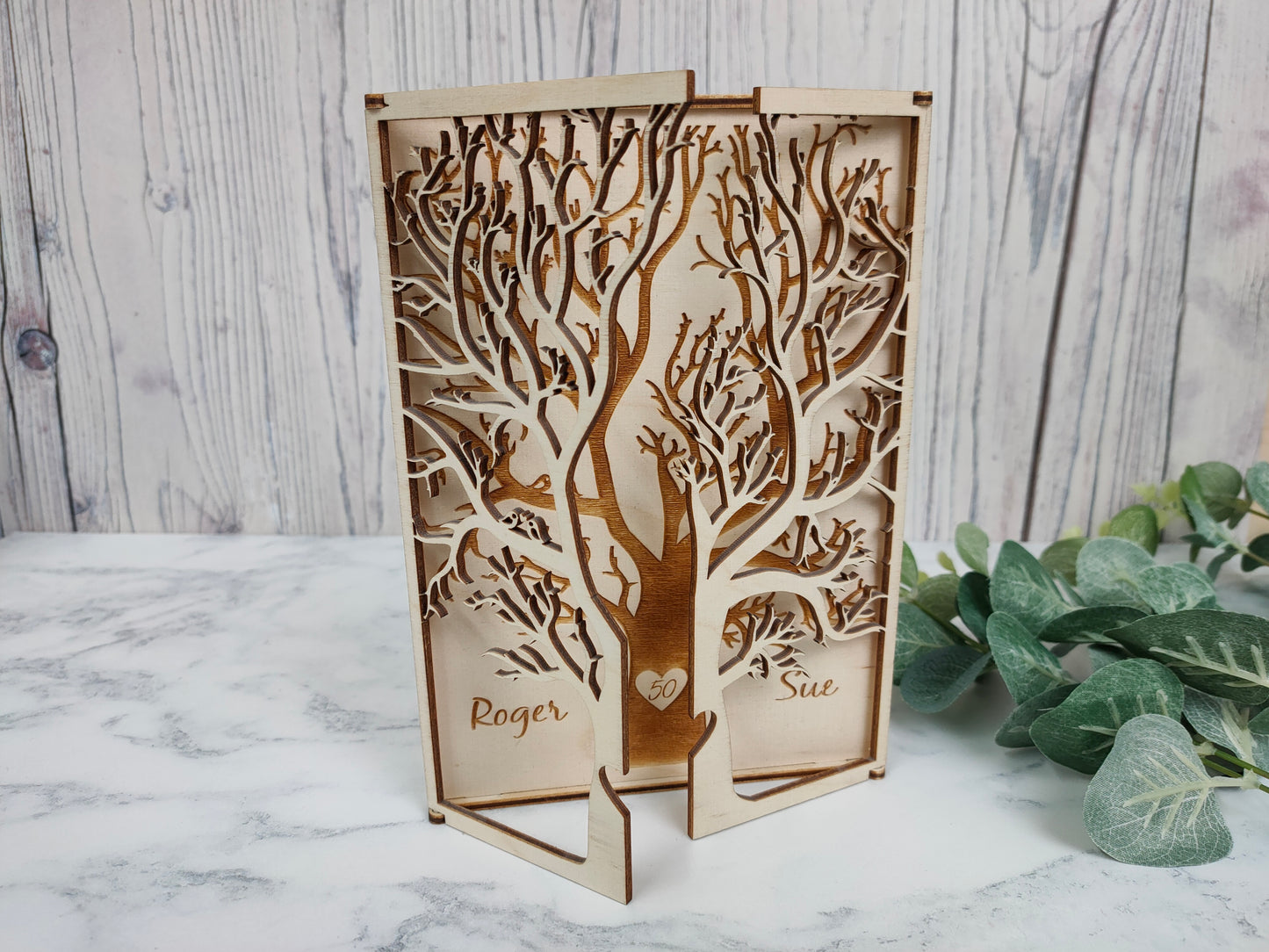 Wooden Engraved Card - Tree Anniversary