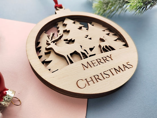 Layered Wooden Stag Bauble