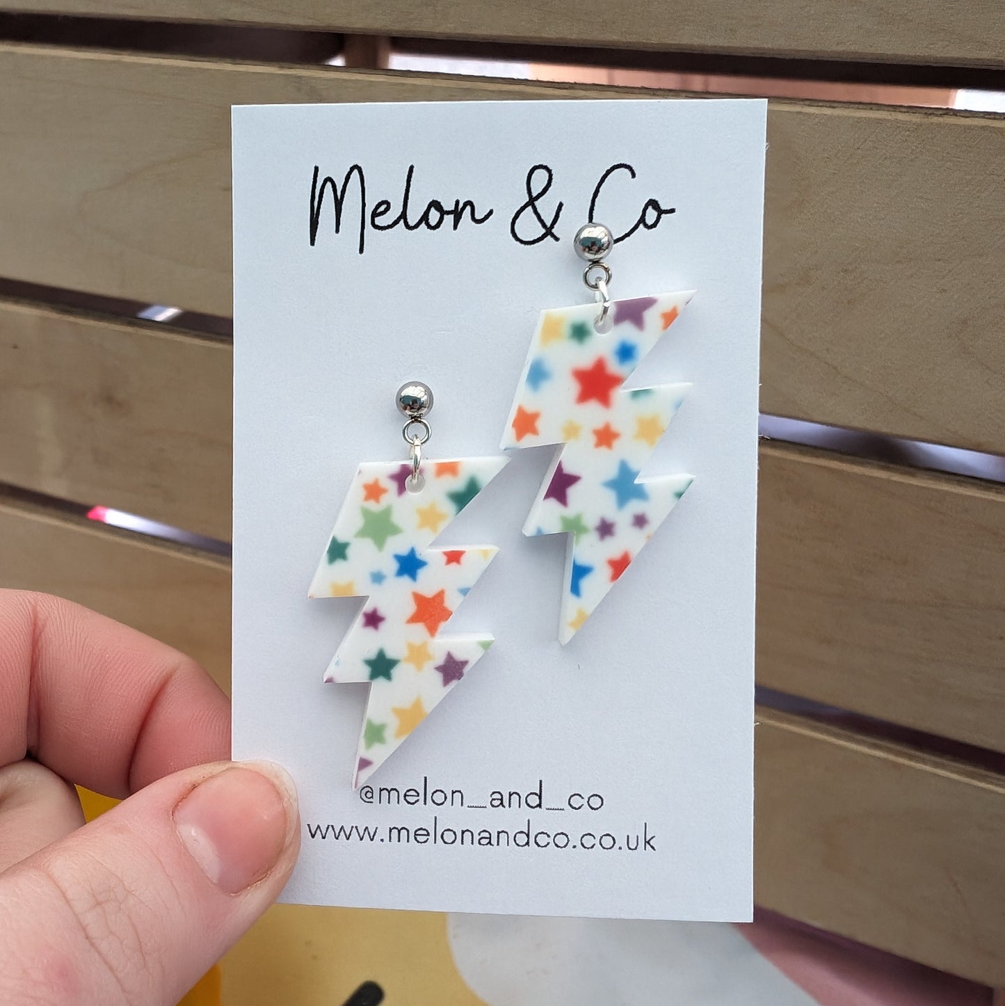 Lightning Bolt Earrings -  Colourful Stars