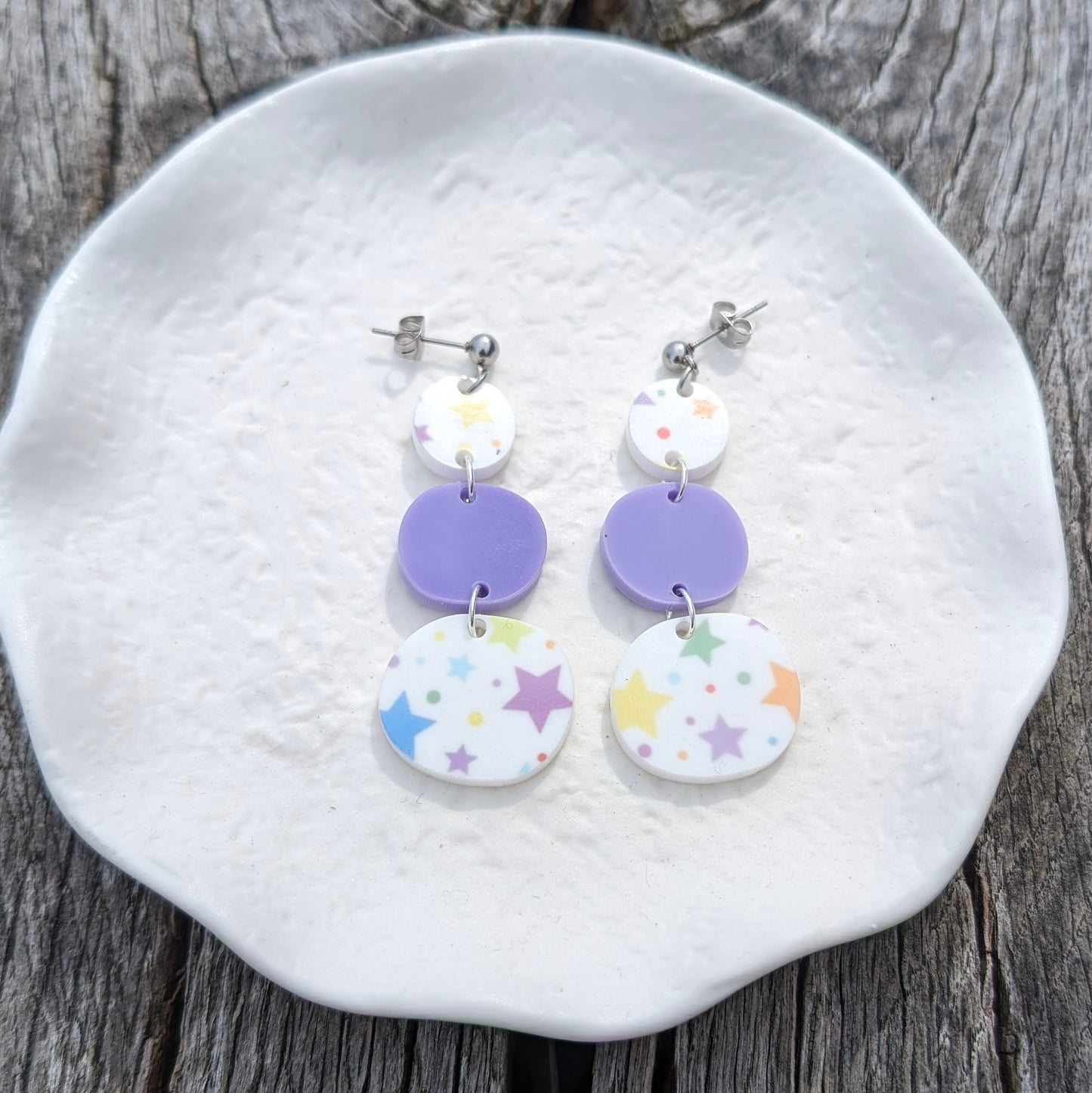 Pastel Star Acrylic Earrings - Double Starry Drops