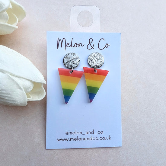 Pride Earrings - Rainbow Triangles