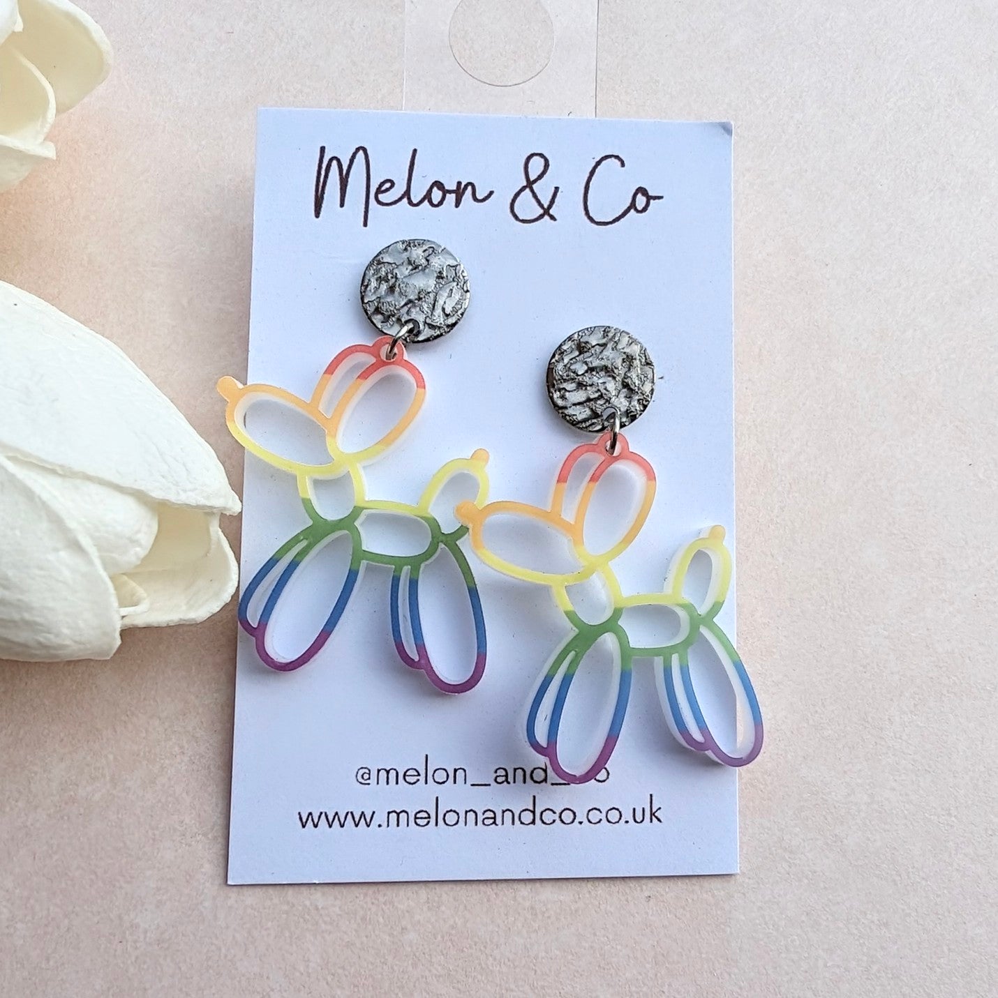 Pride Earrings - Rainbow Balloon Dog