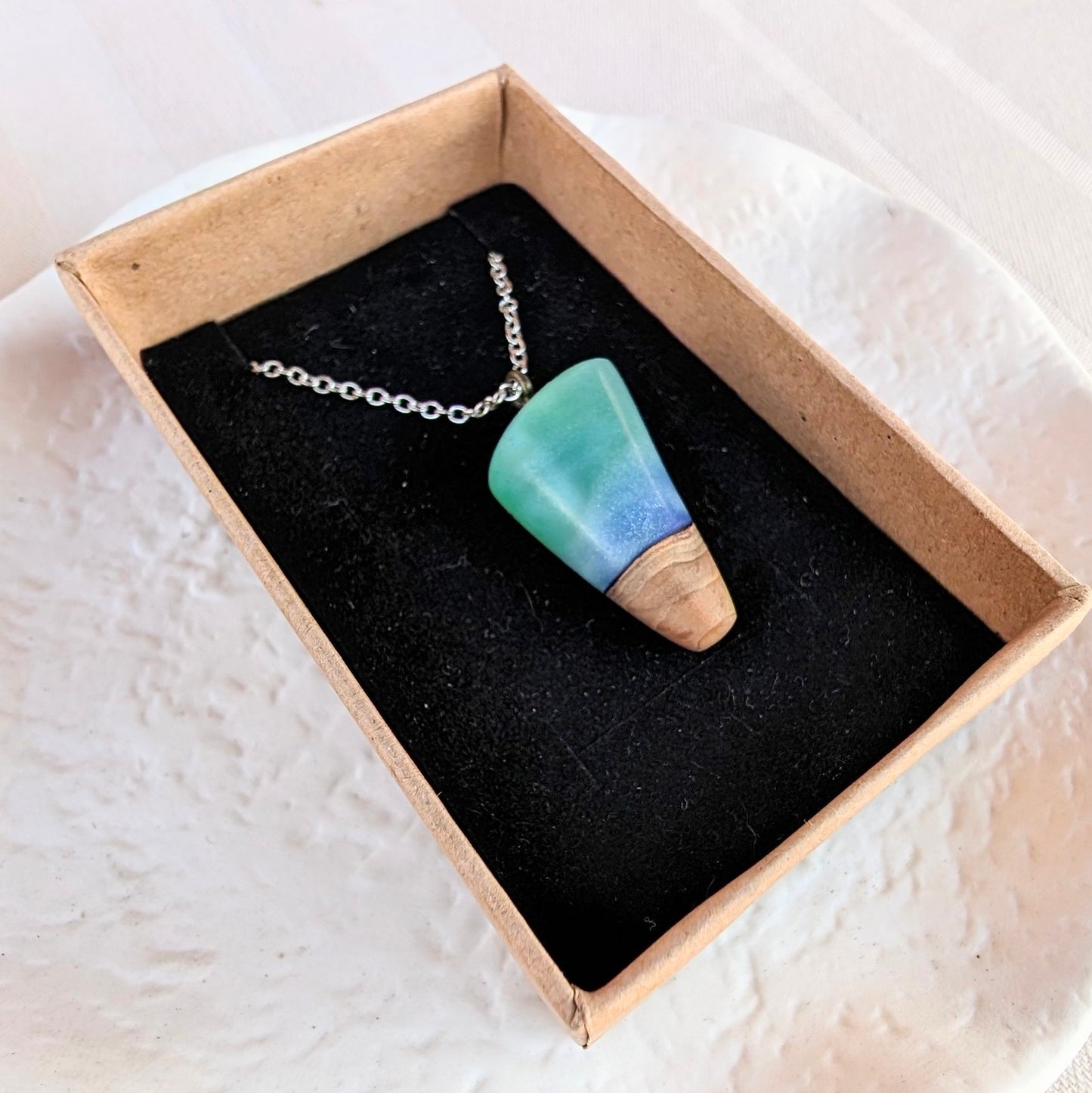 Sea Theme Wood and Resin Necklace