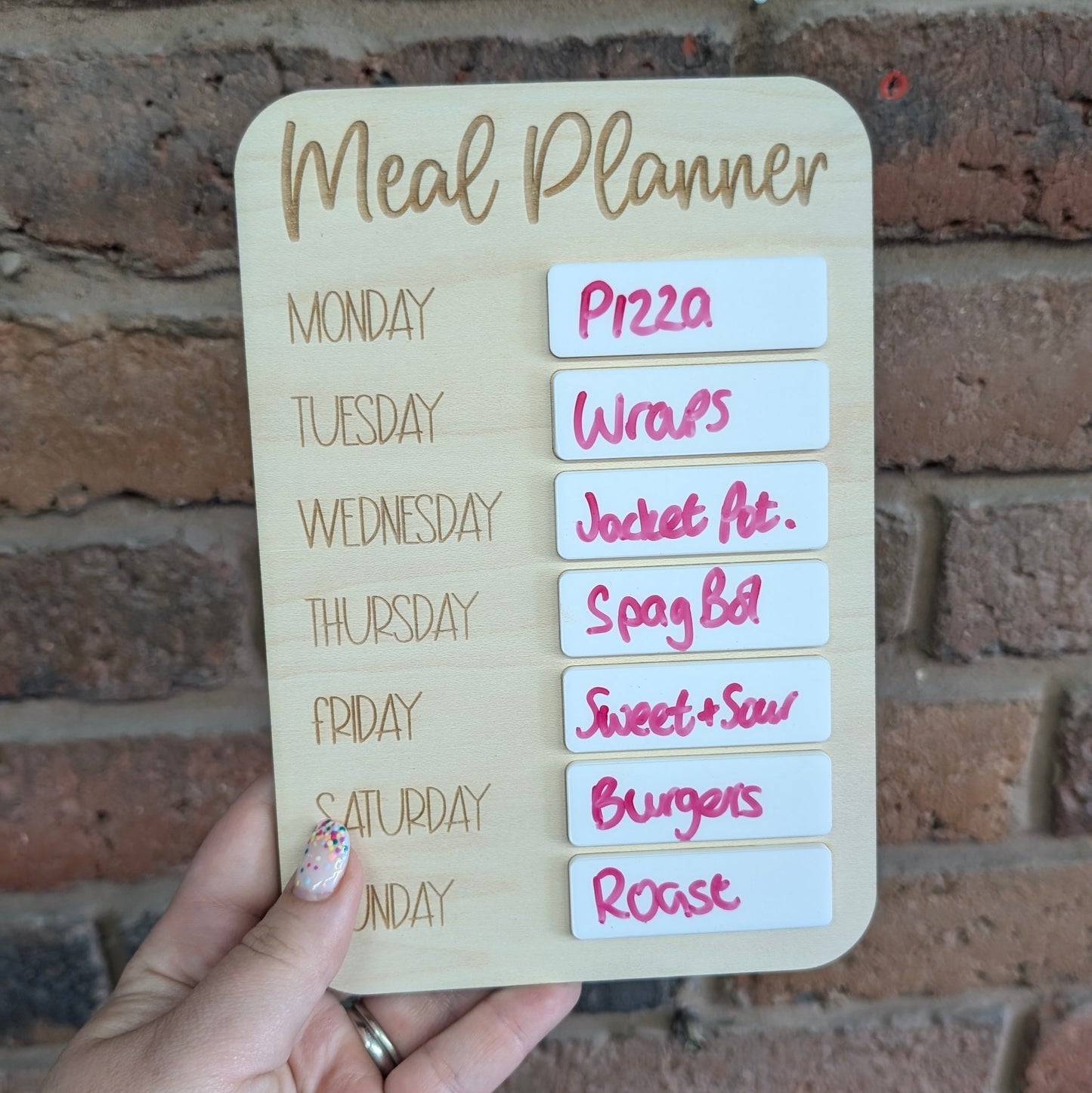 Wood and Acrylic Meal Planner - STAND INCLUDED