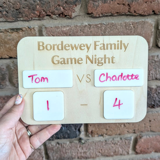 Personalised Game Night Score Board - Reuseable Scoreboard