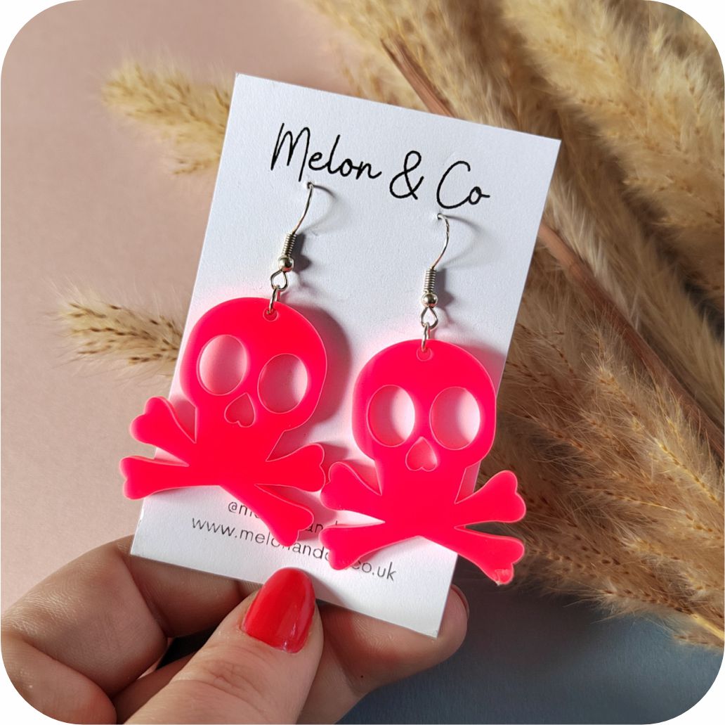 Acrylic Skull and Crossbones Earrings