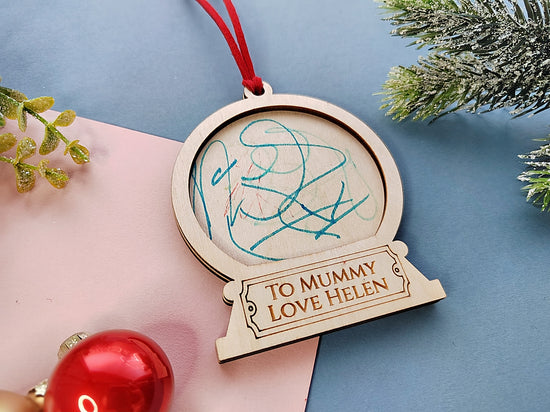 Children's Drawing Christmas Bauble - Round Top