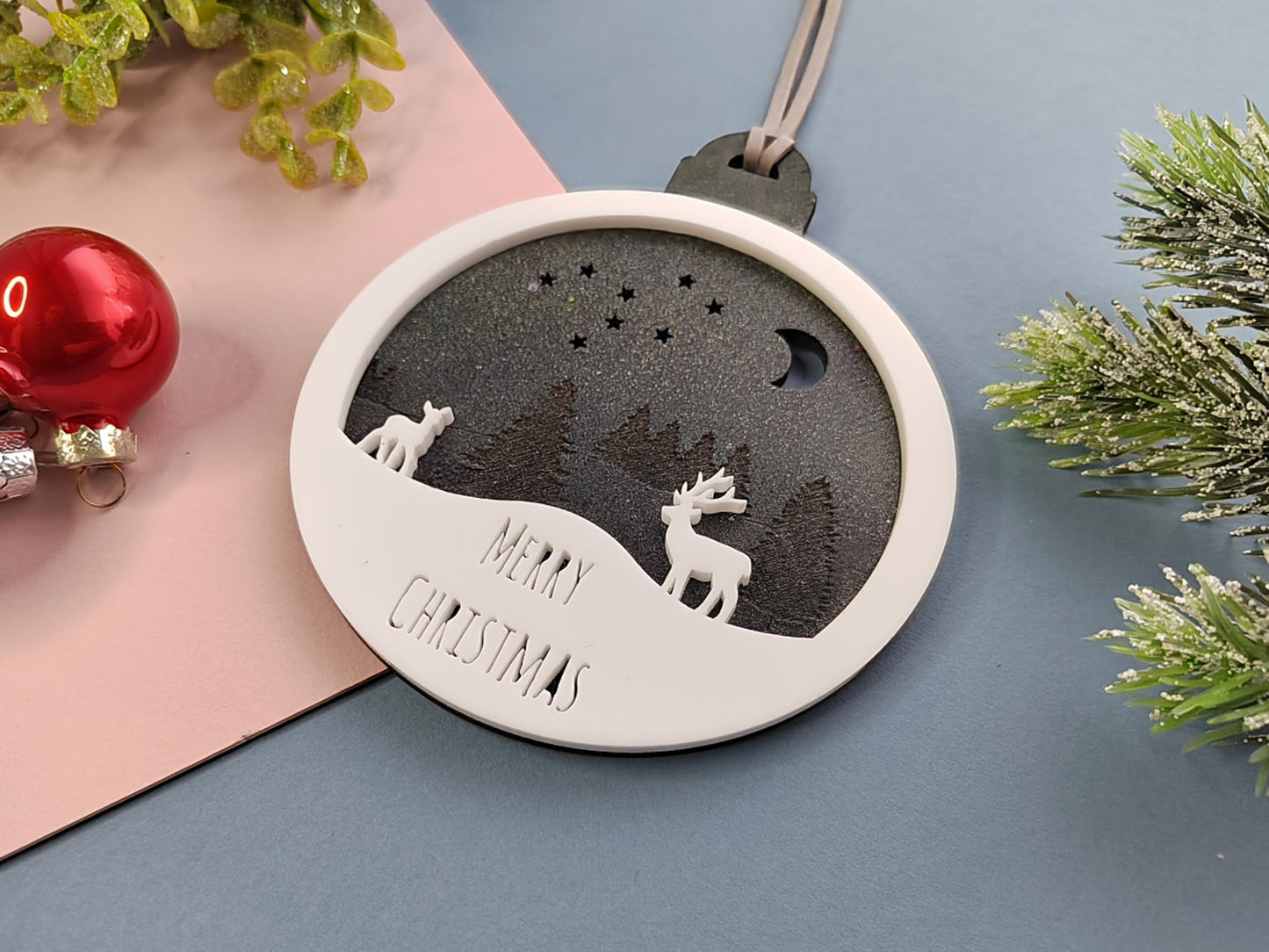 Personalised Stag Christmas Bauble