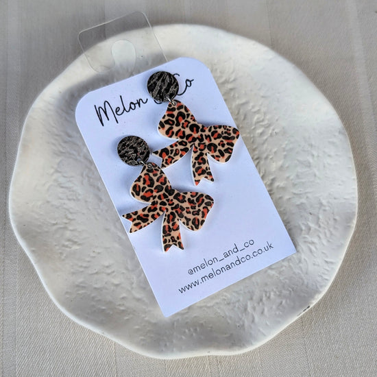 Leopard Print Earrings - Bows