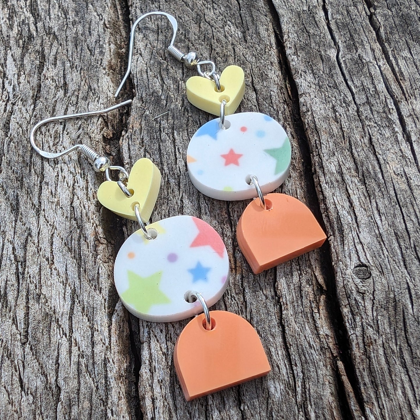 Pastel Star Acrylic Earrings - Yellow and Orange Drops