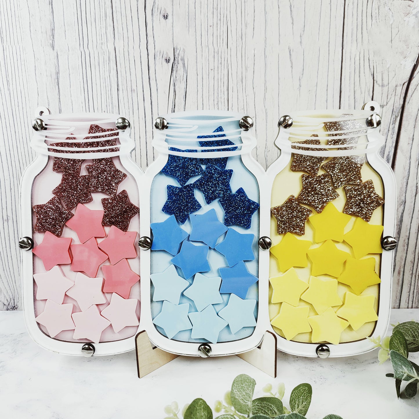 Triple Multi Colour Glitter Reward Jar