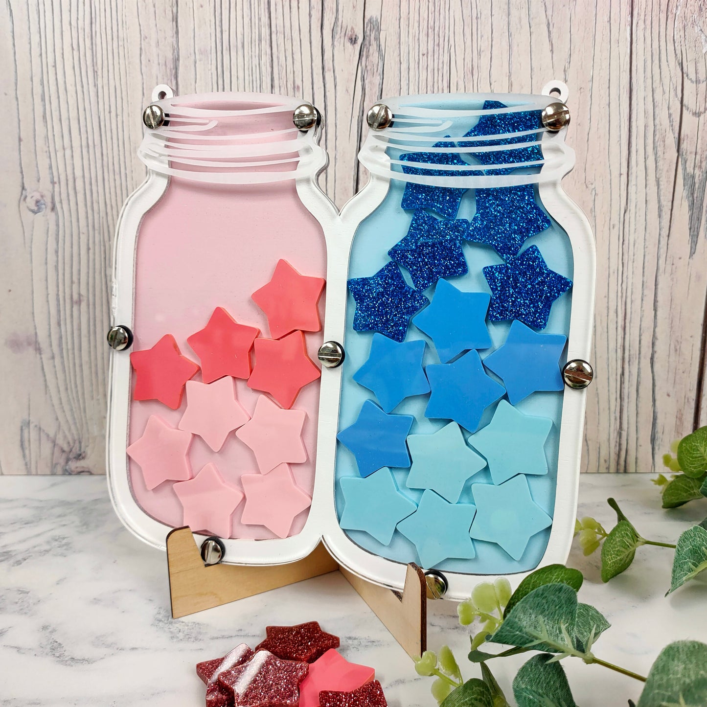 Double Pink and Blue Glitter Reward Jar