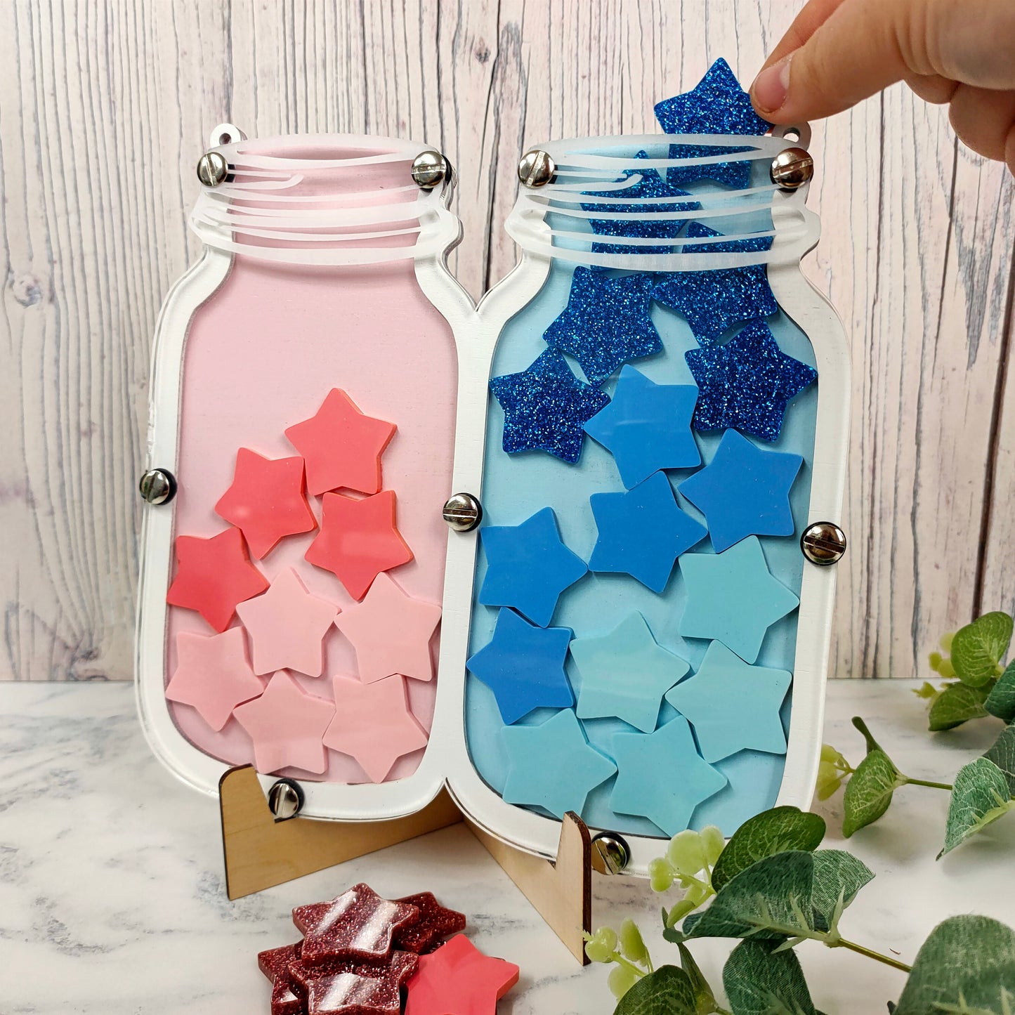 Double Pink and Blue Glitter Reward Jar