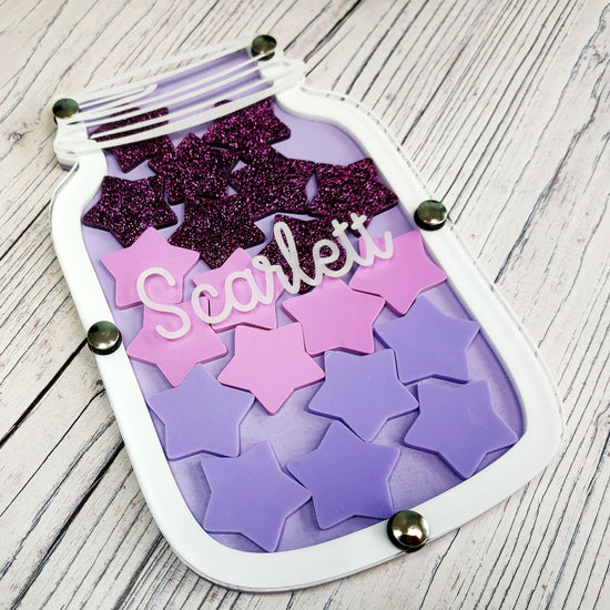 Pastel Purple and White Glitter Reward Jar