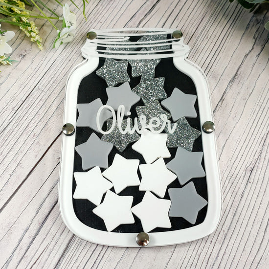 Black and White Glitter Reward Jar