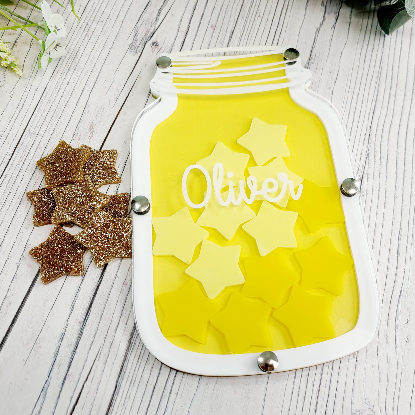 Yellow and White Glitter Reward Jar