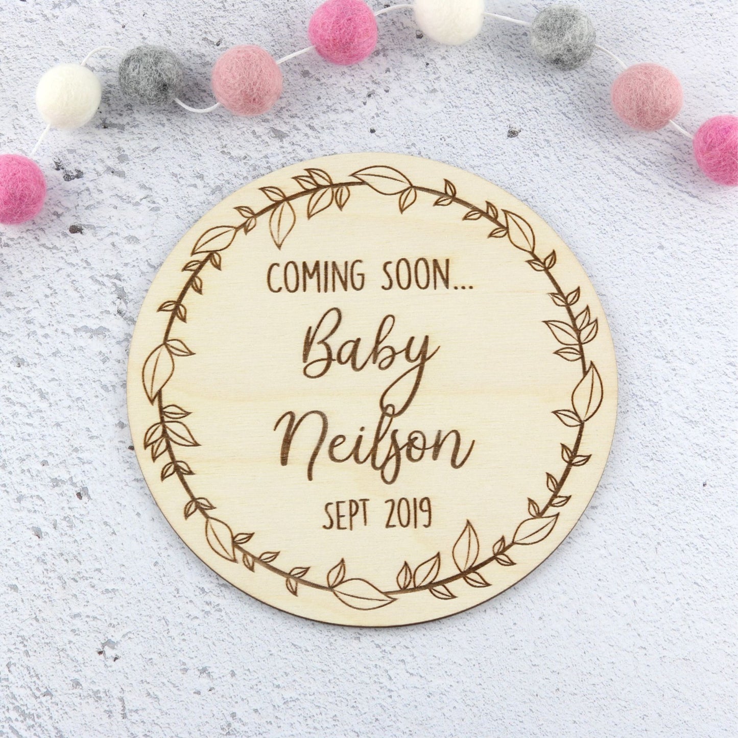 Baby Announcement Plaque - Floral