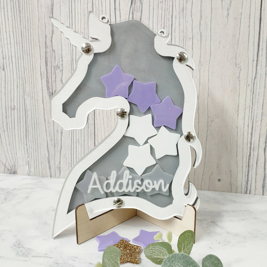 Grey and White Unicorn Reward Jar