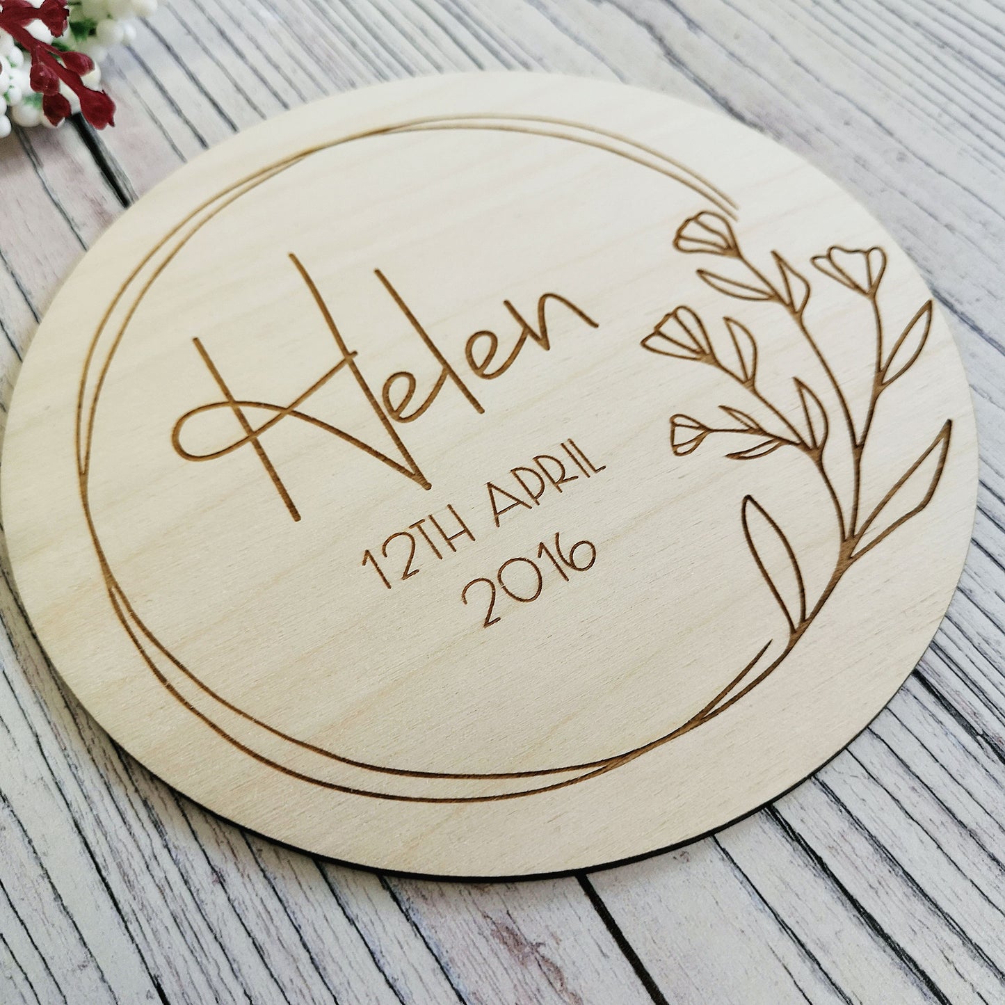 Birth Announcement Plaque - Flowers