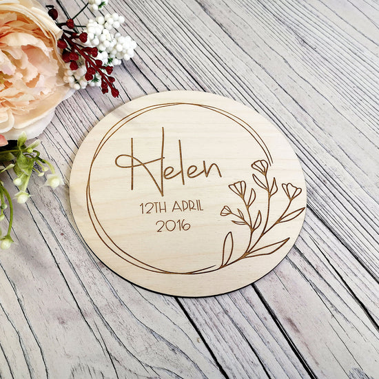 Birth Announcement Plaque - Flowers