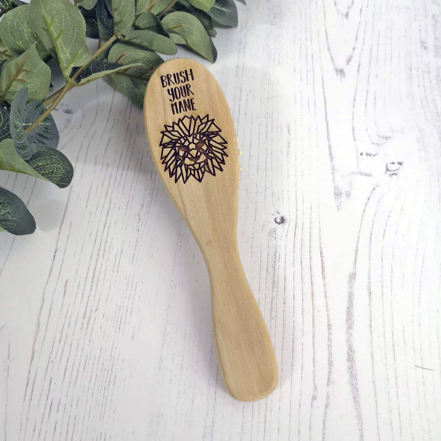 Wooden Hair Brush - Lion