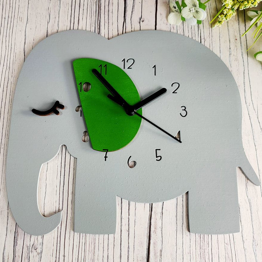 Grey Elephant Clock