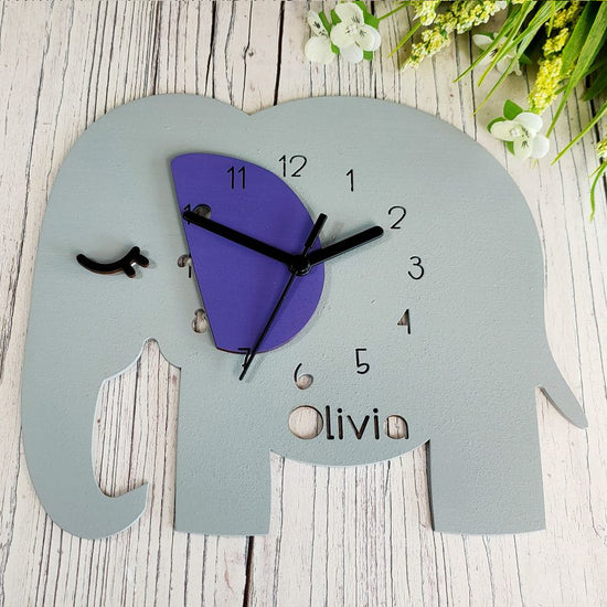 Grey Elephant Clock