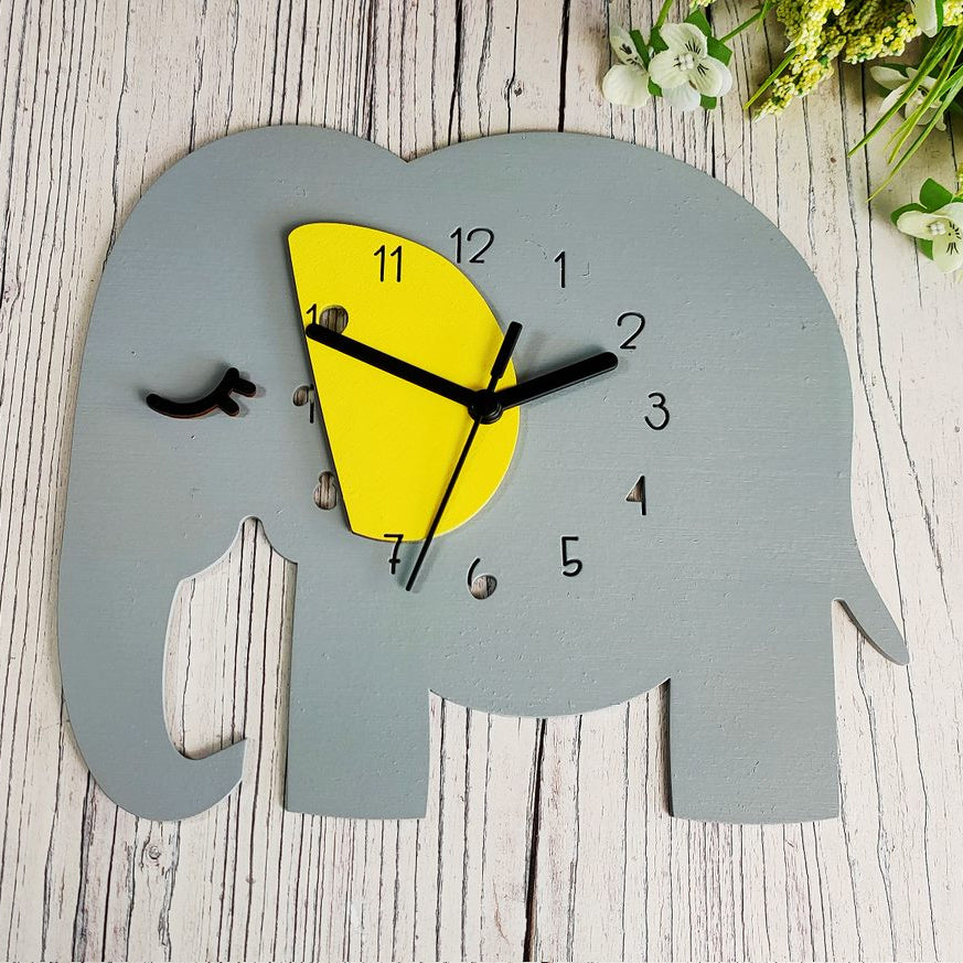 Grey Elephant Clock