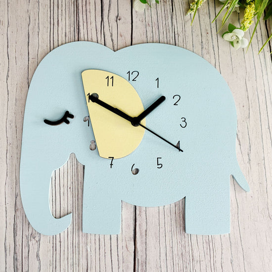 Baby Blue Elephant Clock