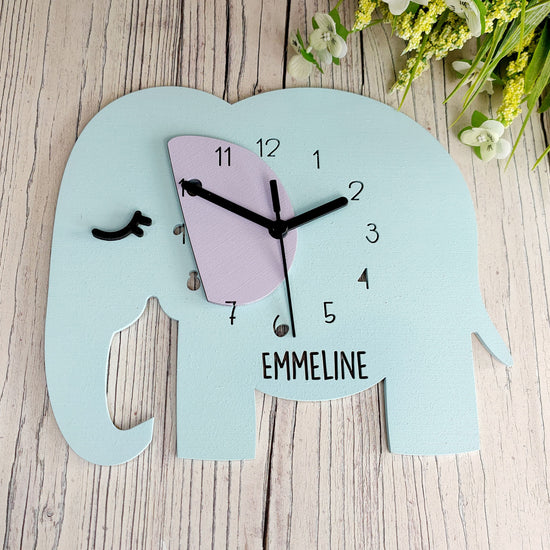 Baby Blue Elephant Clock