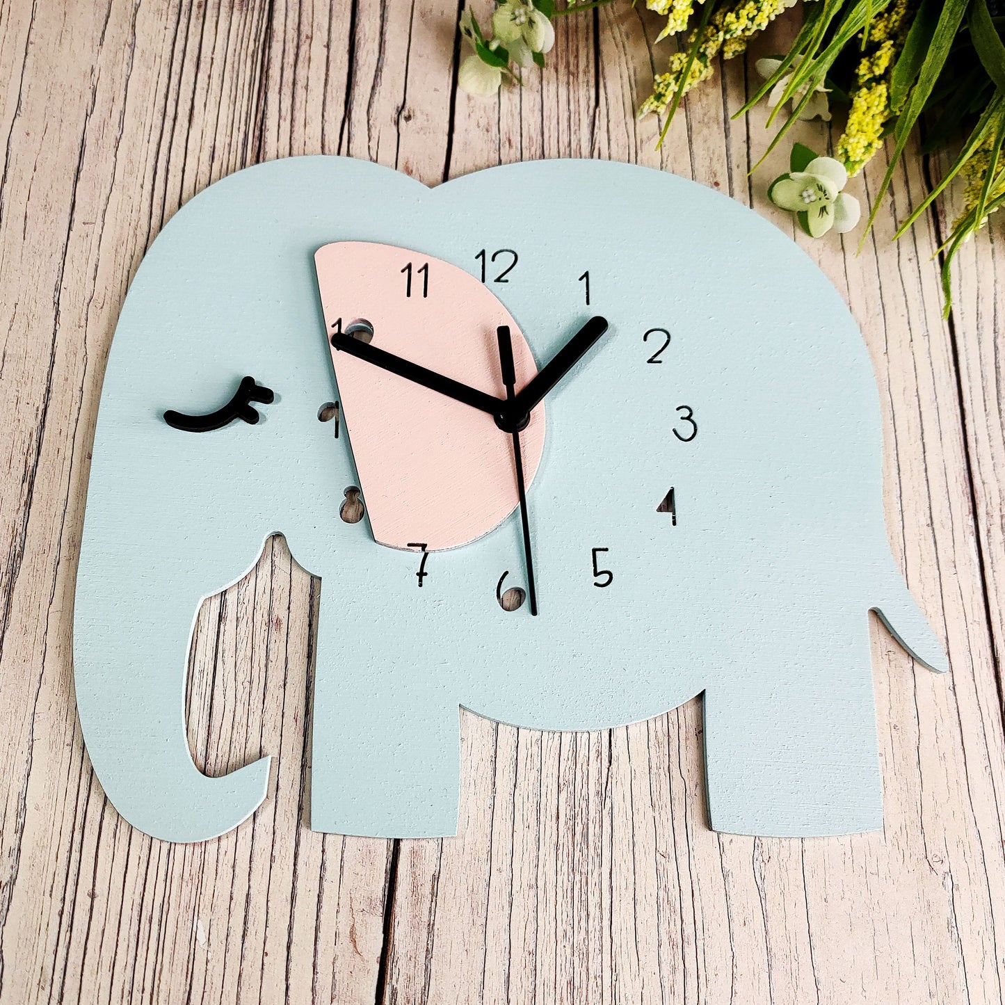 Baby Blue Elephant Clock