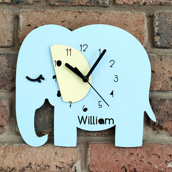 Baby Blue Elephant Clock