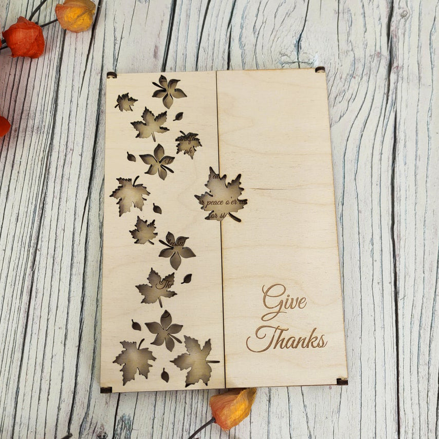 Wooden Engraved Card - Thanksgiving