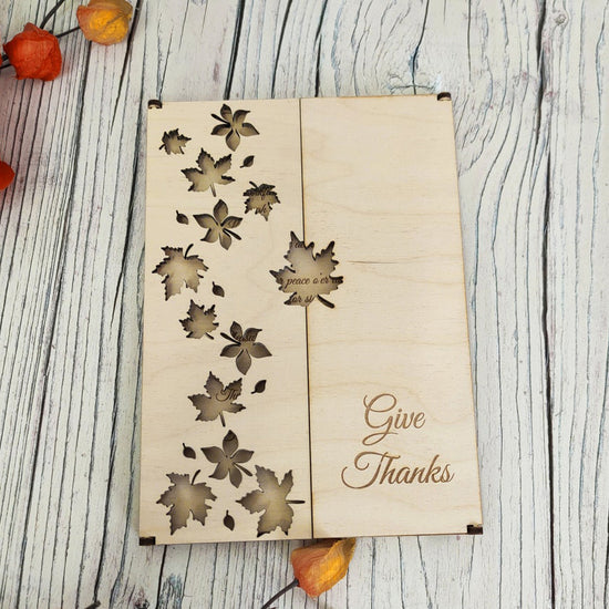 Wooden Engraved Card - Thanksgiving