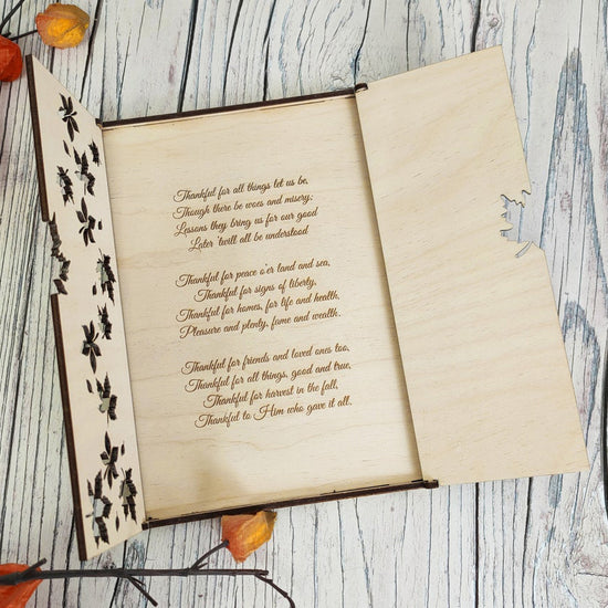 Wooden Engraved Card - Thanksgiving