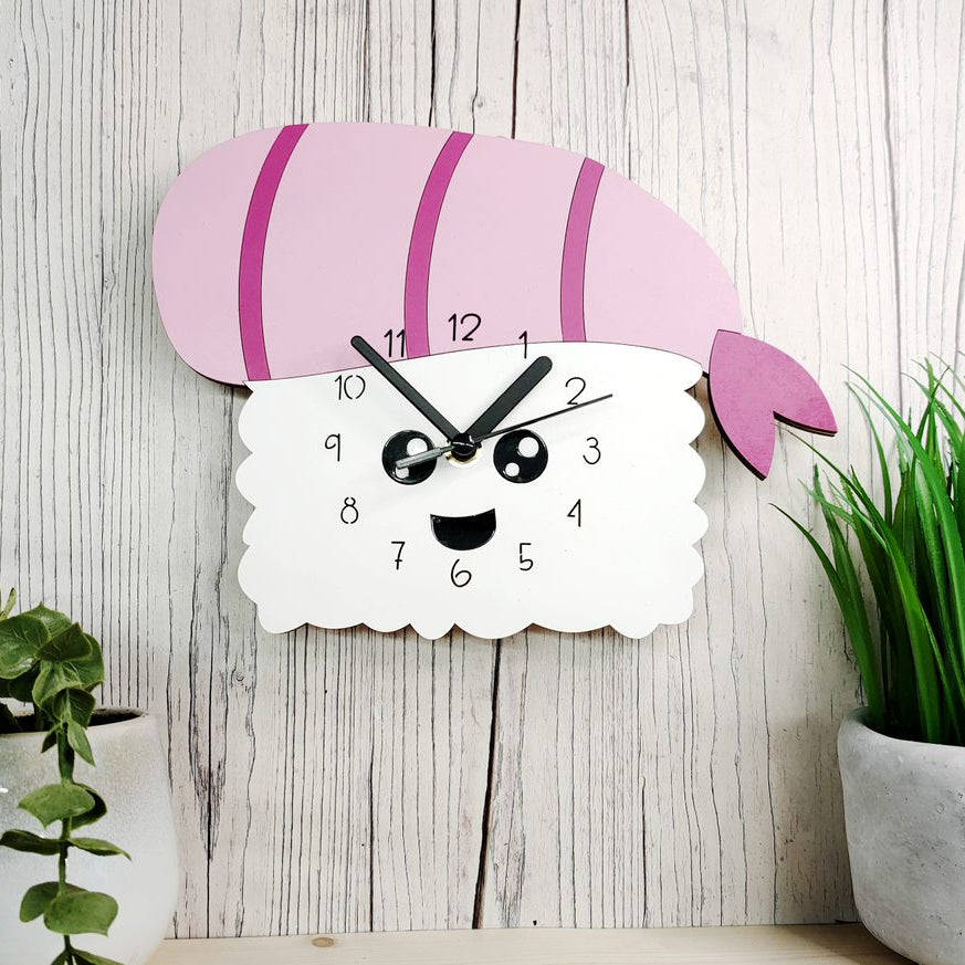 Kawaii Prawn Sushi Wall Clock