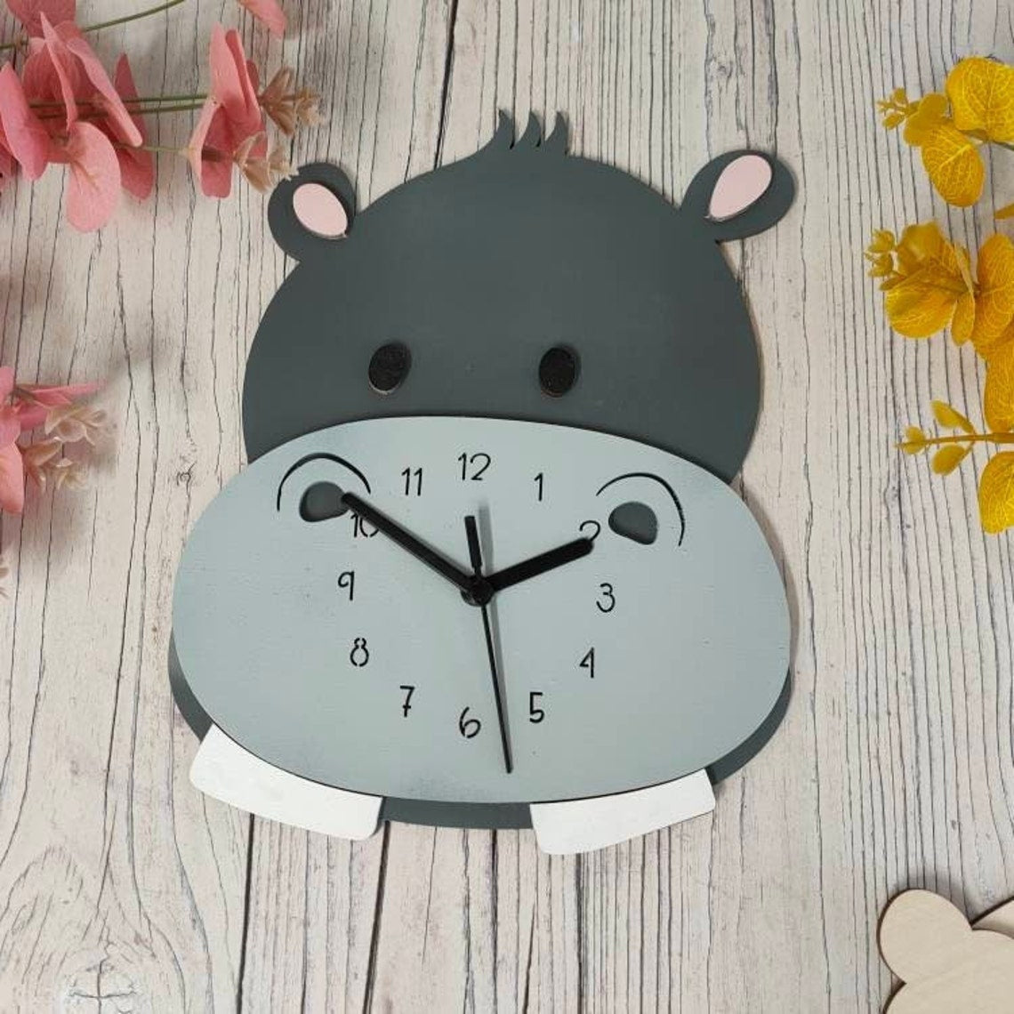 Grey Hippo Clock