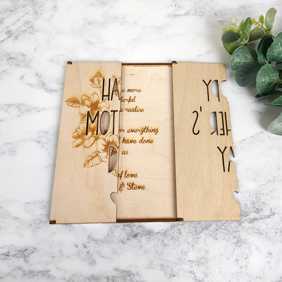 Wooden Engraved Card - Floral Mother's Day