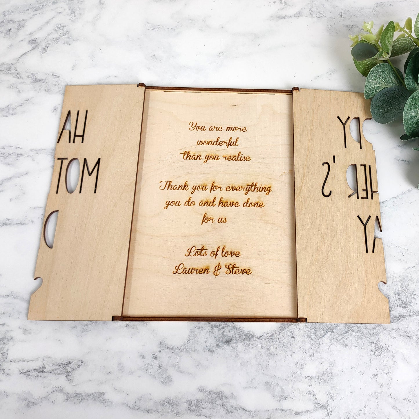 Wooden Engraved Card - Floral Mother's Day